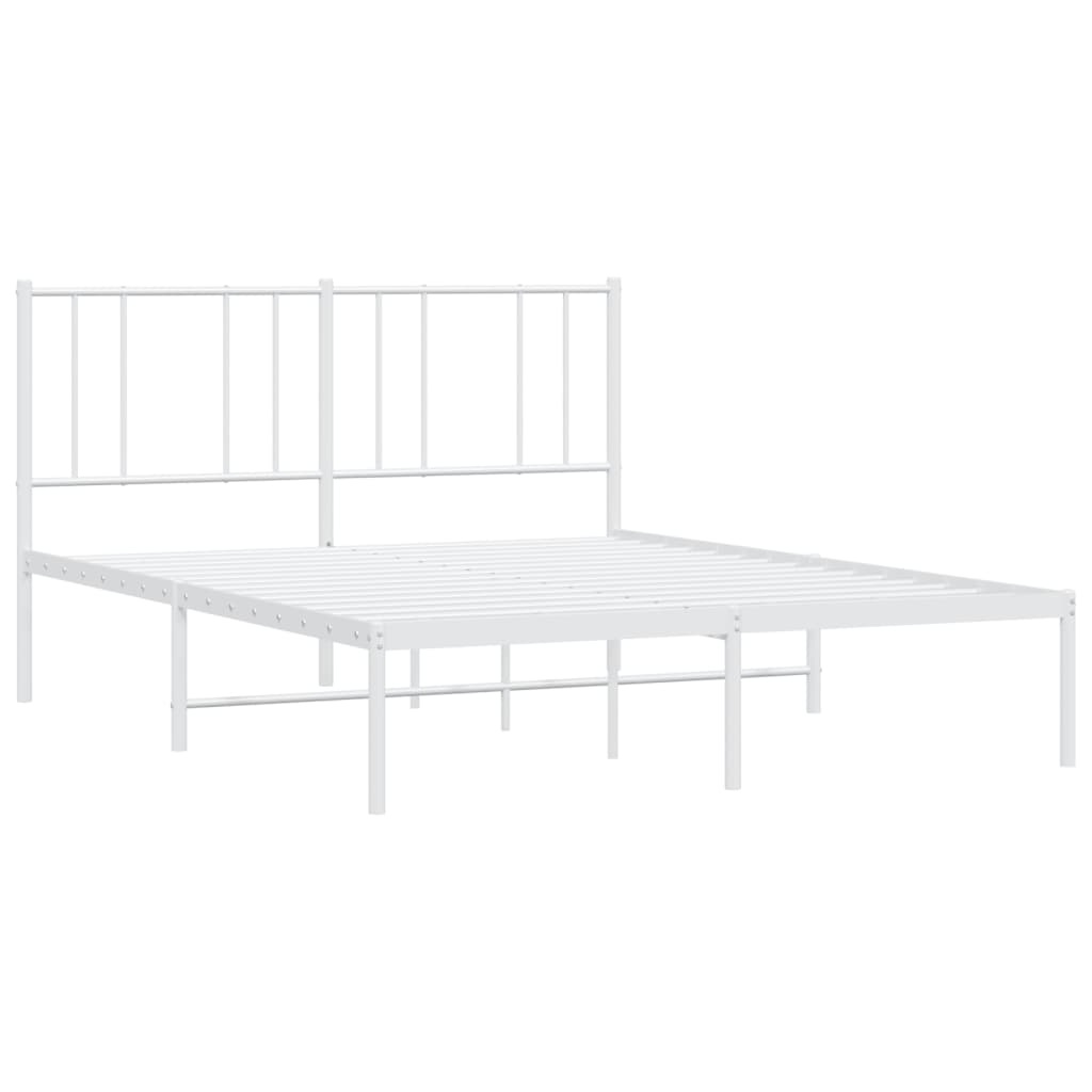 Sengeramme i metall med hodegavl hvit 140x190 cm