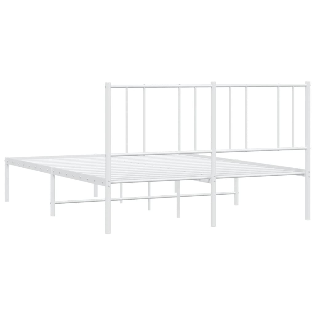 Sengeramme i metall med hodegavl hvit 140x200 cm