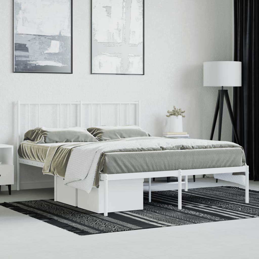Sengeramme i metall med sengegavl hvit 160x200 cm