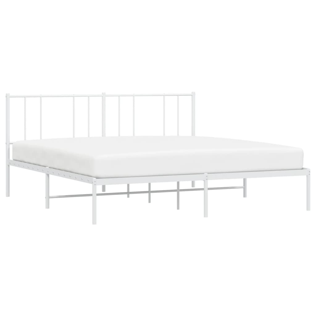 Sengeramme i metall med sengegavl hvit 180x200 cm