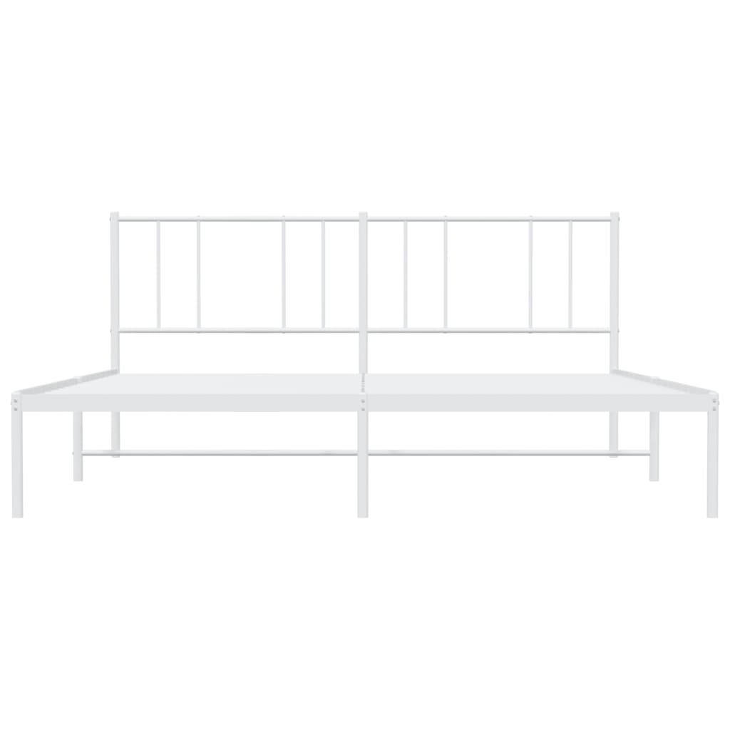 Sengeramme i metall med sengegavl hvit 180x200 cm