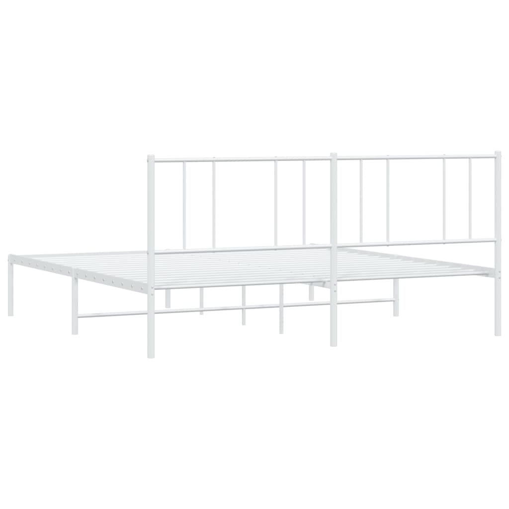 Sengeramme i metall med sengegavl hvit 180x200 cm