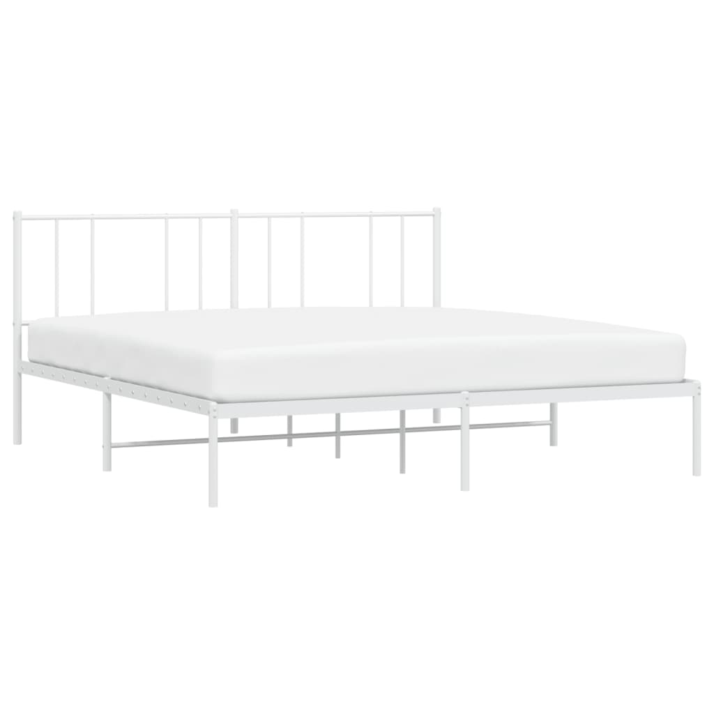 Sengeramme i metall med hodegavl hvit 193x203 cm