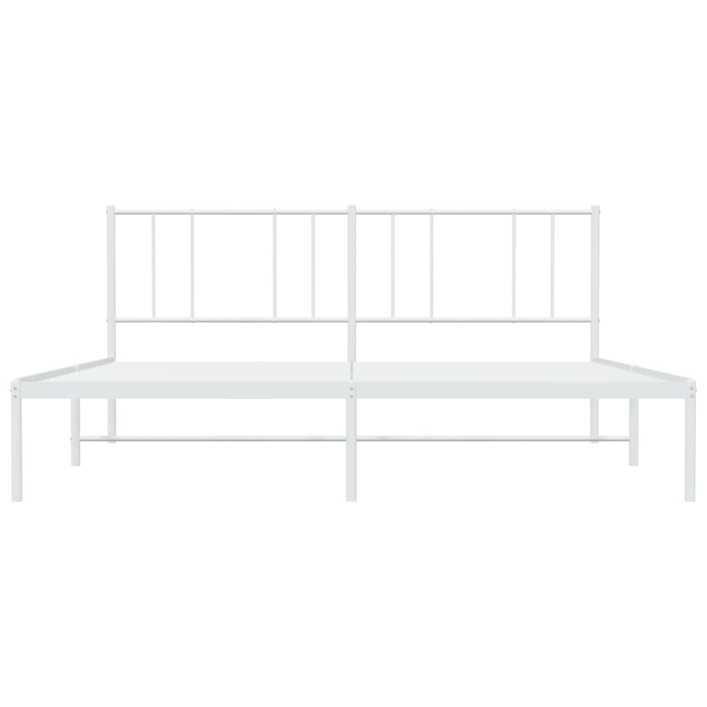 Sengeramme i metall med hodegavl hvit 193x203 cm