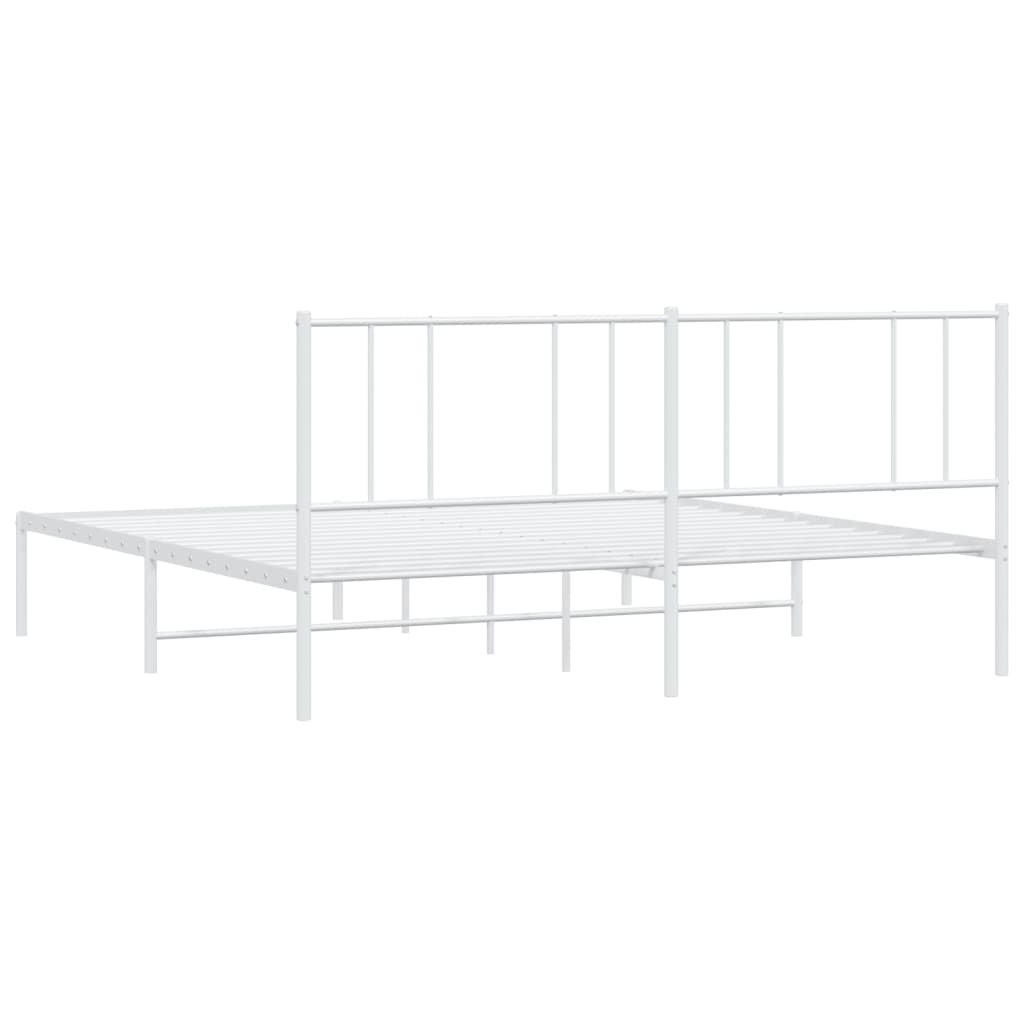 Sengeramme i metall med hodegavl hvit 193x203 cm