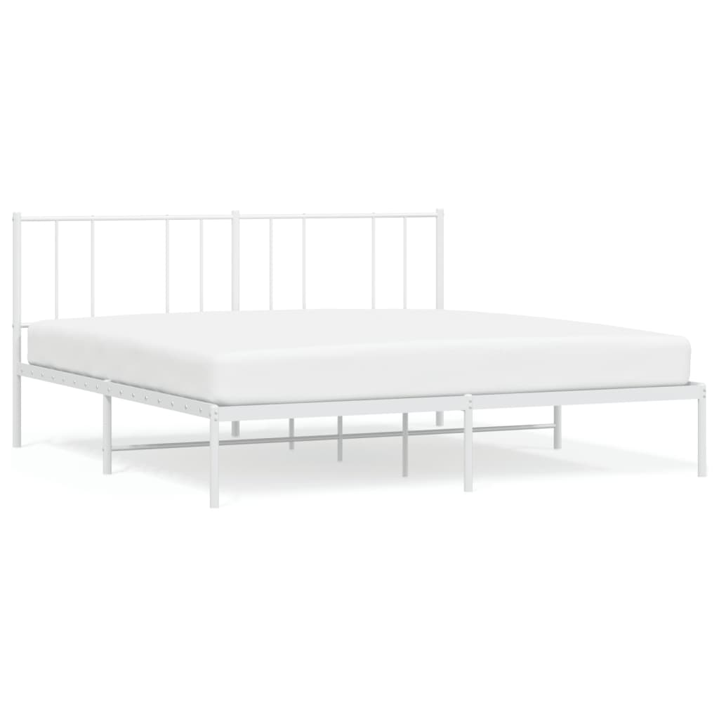 Sengeramme i metall med sengegavl hvit 200x200 cm