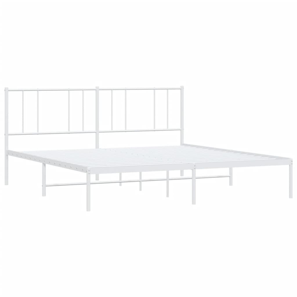 Sengeramme i metall med sengegavl hvit 200x200 cm