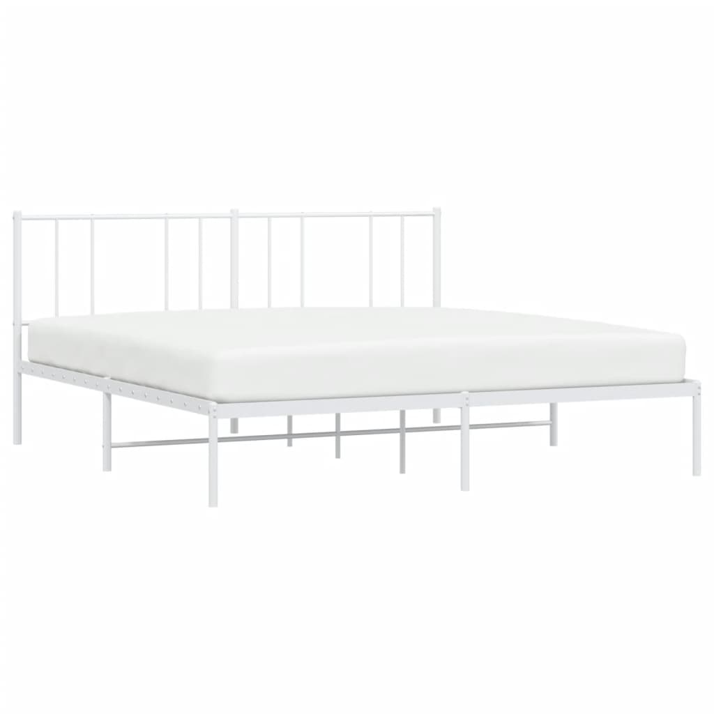 Sengeramme i metall med sengegavl hvit 200x200 cm