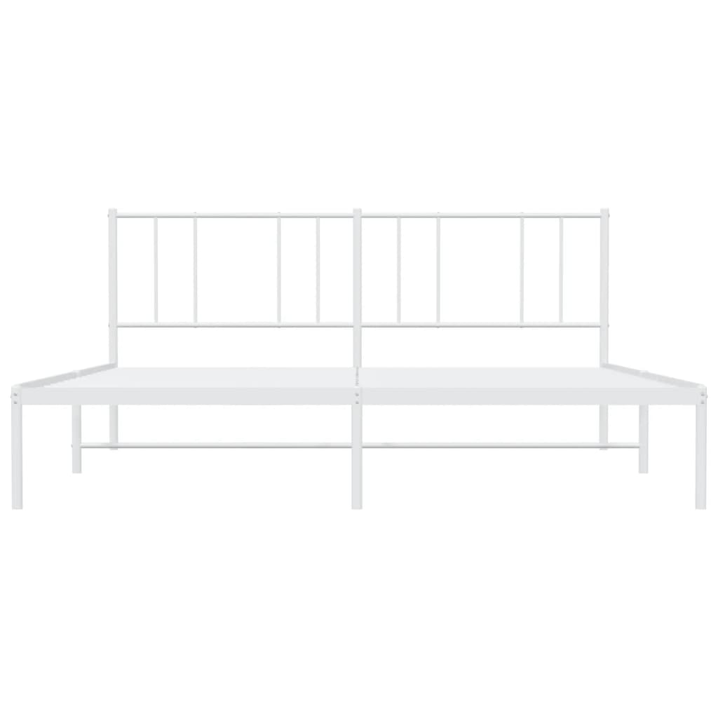 Sengeramme i metall med sengegavl hvit 200x200 cm