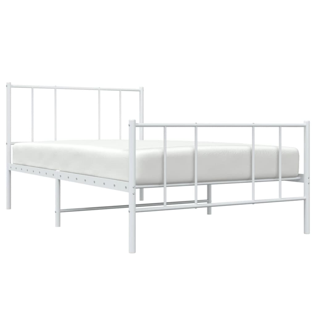 Sengeramme i metall med hode- og fotgavl hvit 75x190 cm