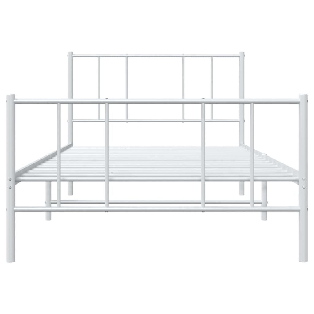 Sengeramme i metall med hode- og fotgavl hvit 75x190 cm