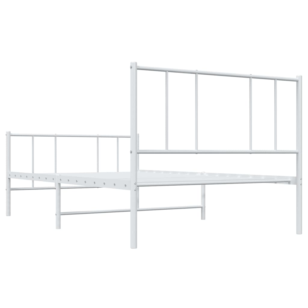 Sengeramme i metall med hode- og fotgavl hvit 75x190 cm