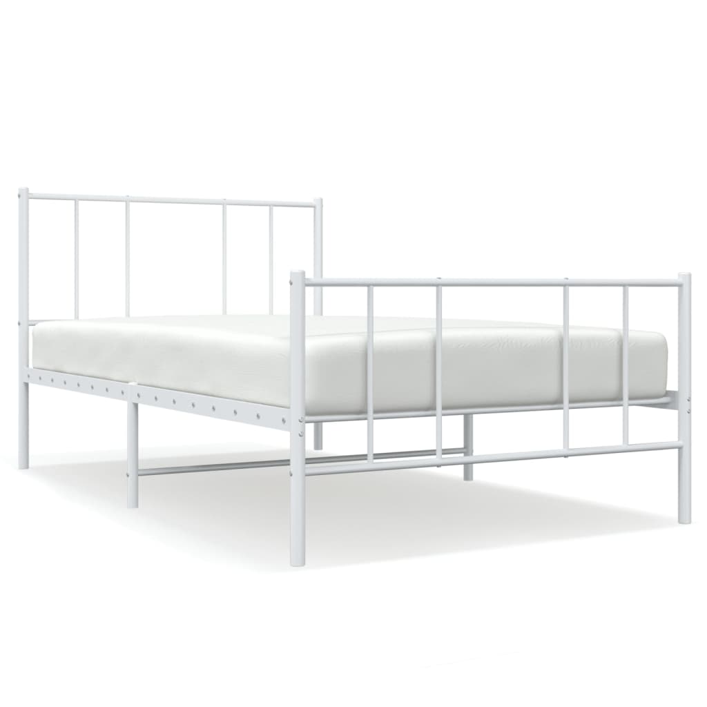 Sengeramme i metall med hode- og fotgavl hvit 90x190 cm
