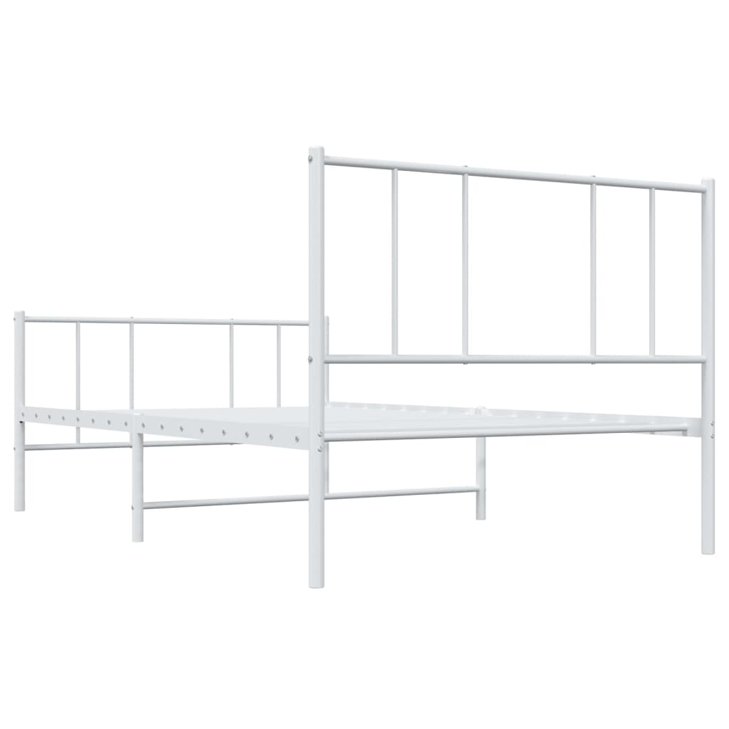 Sengeramme i metall med hode- og fotgavl hvit 90x190 cm