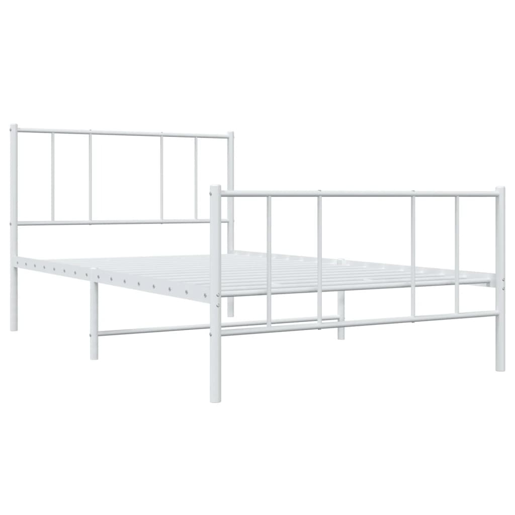 Sengeramme i metall med hode- og fotgavl hvit 90x200 cm
