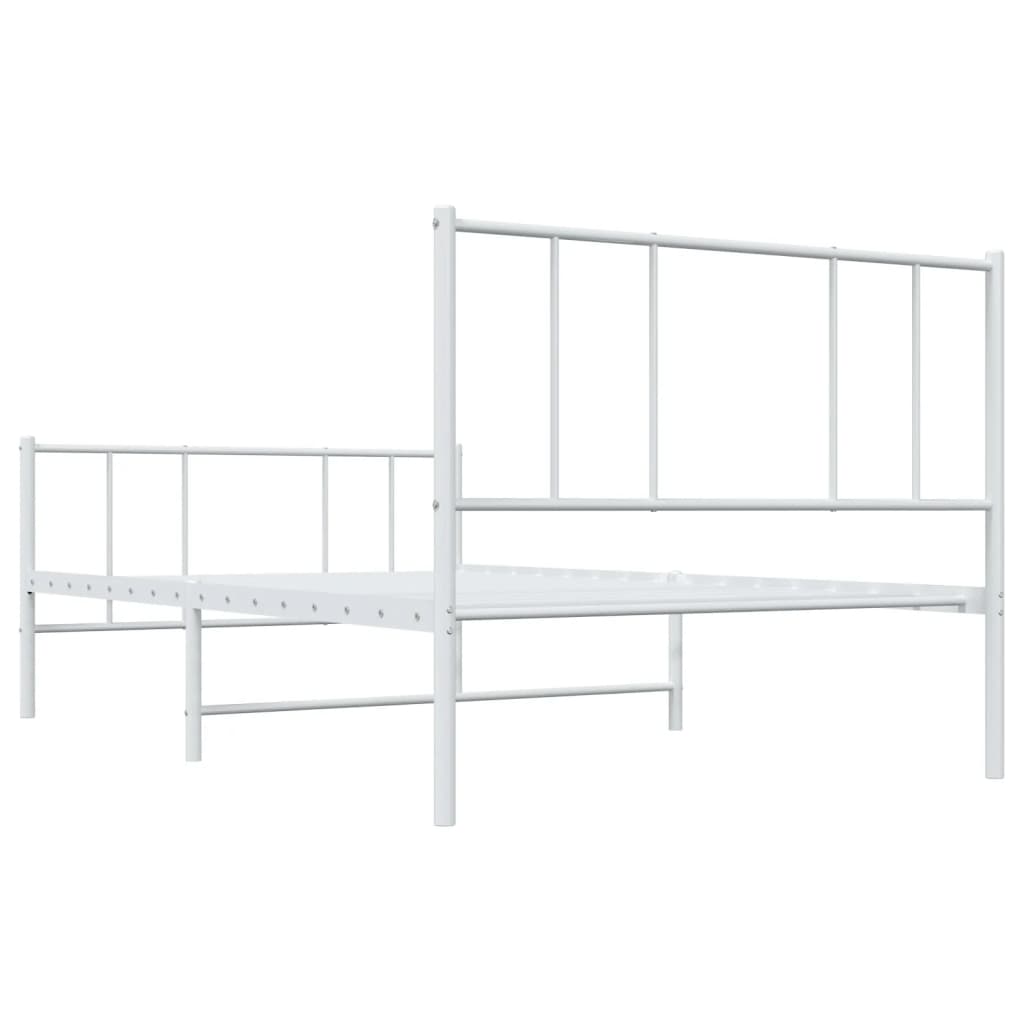Sengeramme i metall med hode- og fotgavl hvit 90x200 cm