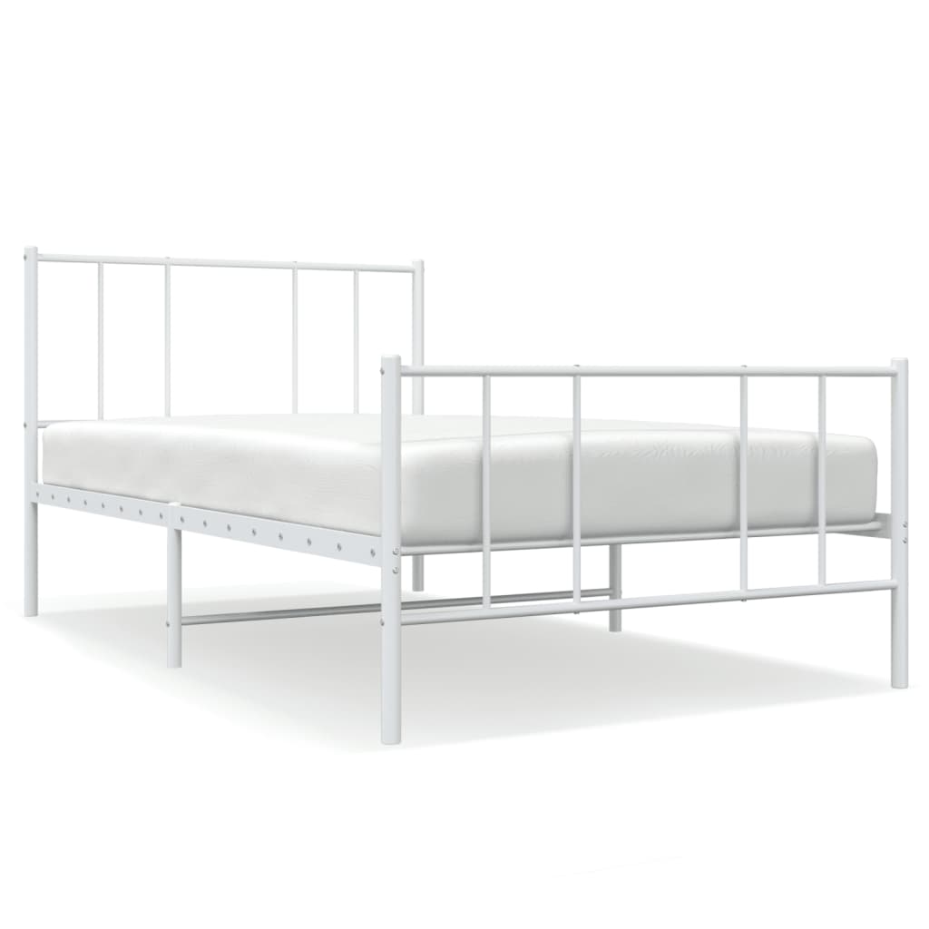 Sengeramme i metall med hode- og fotgavl hvit 100x190 cm