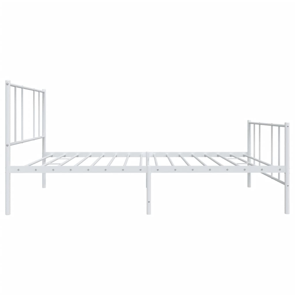 Sengeramme i metall med hode- og fotgavl hvit 107x203 cm
