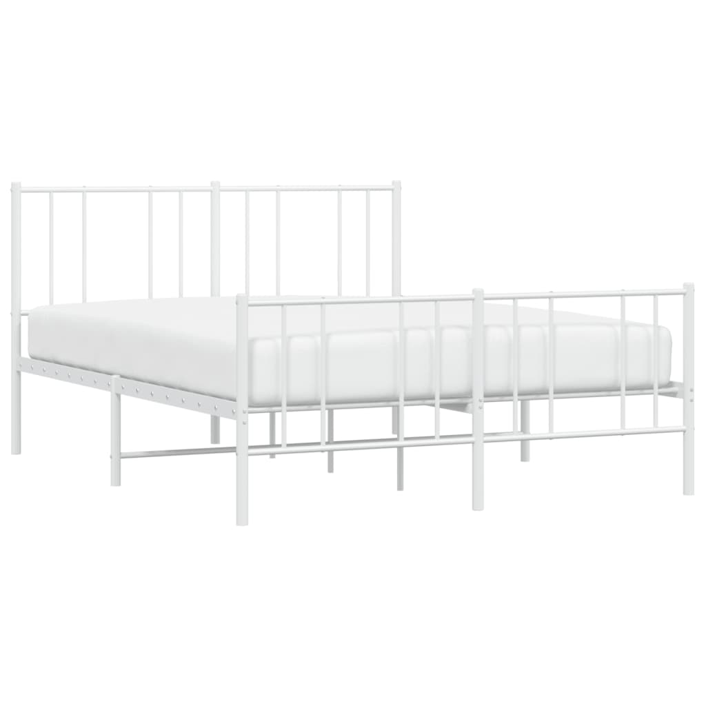Sengeramme i metall med hode- og fotgavl hvit 120x190 cm