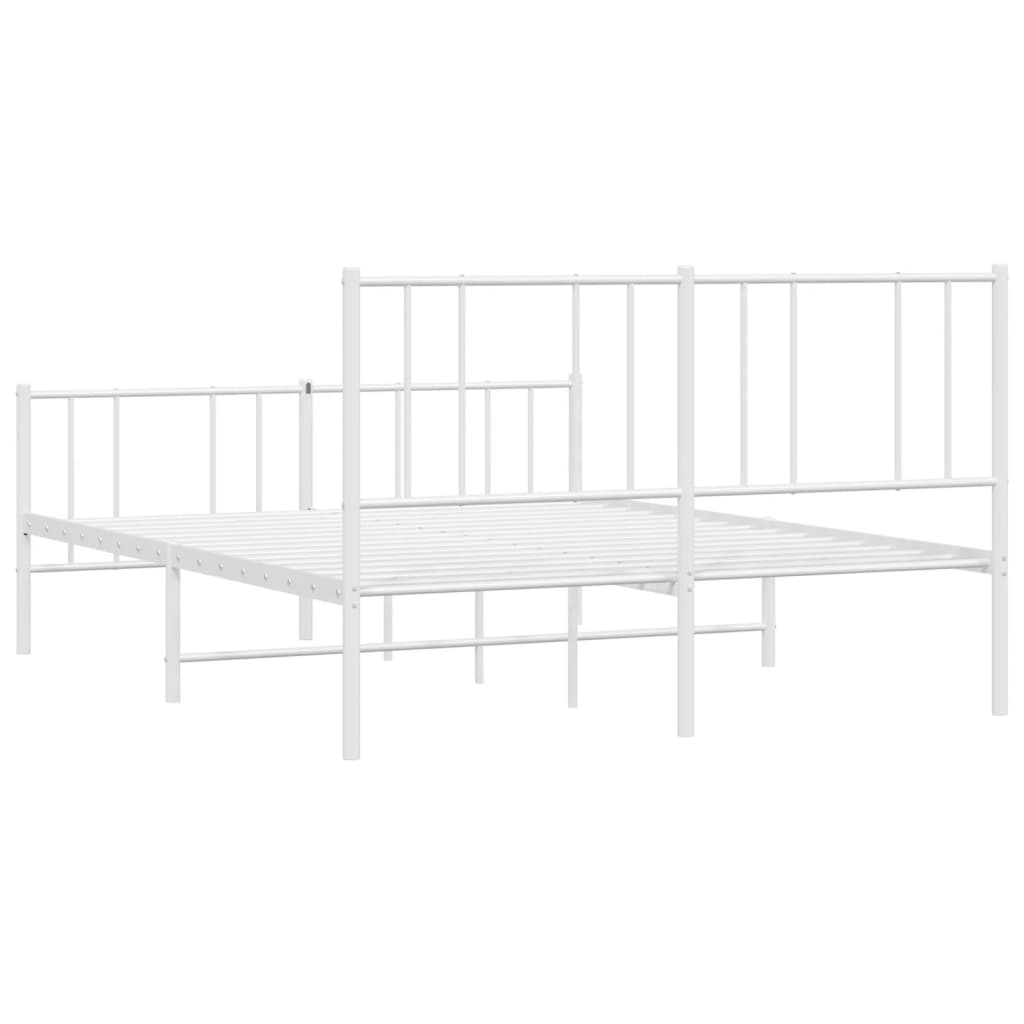 Sengeramme i metall med hode- og fotgavl hvit 120x190 cm