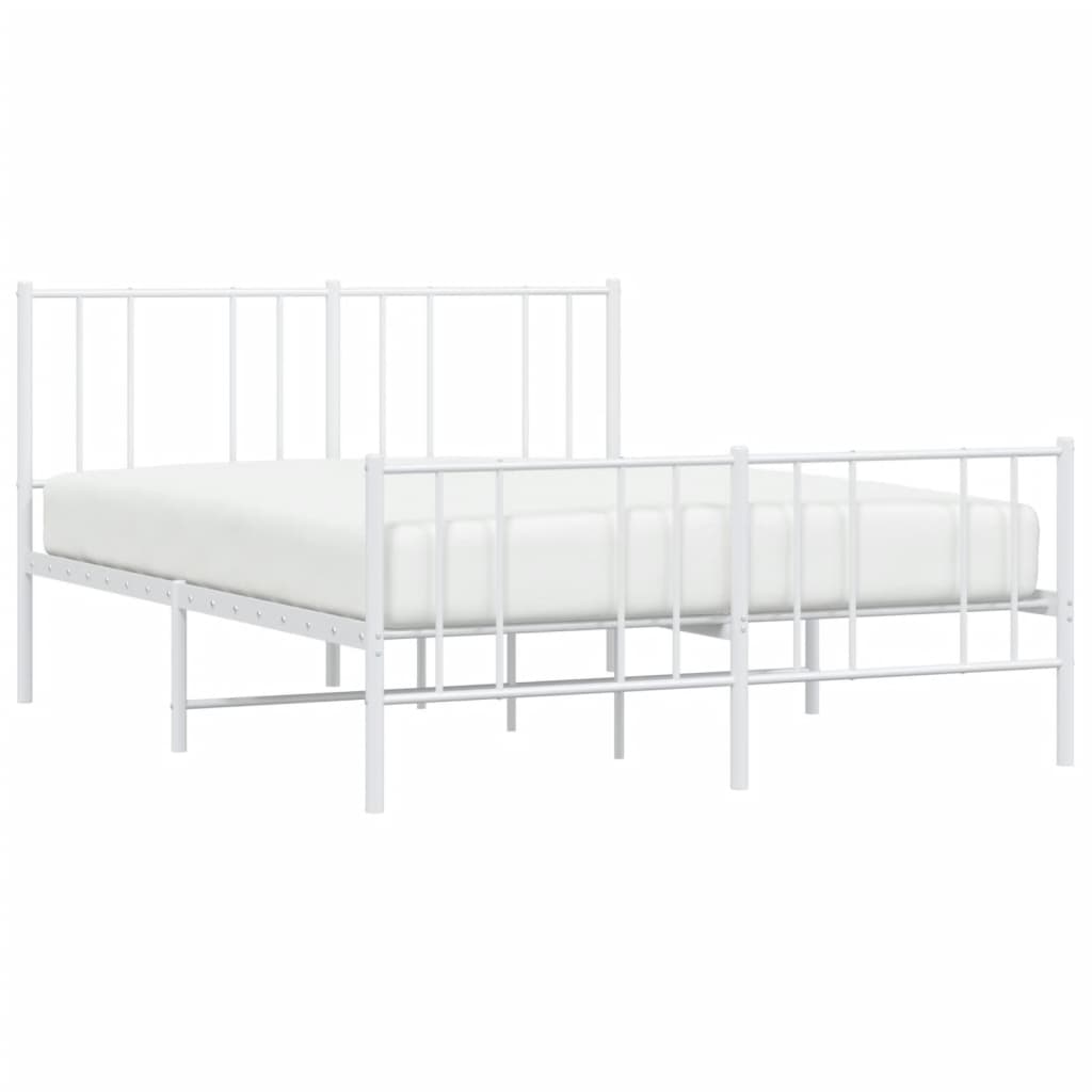 Sengeramme i metall med hode- og fotgavl hvit 120x200 cm