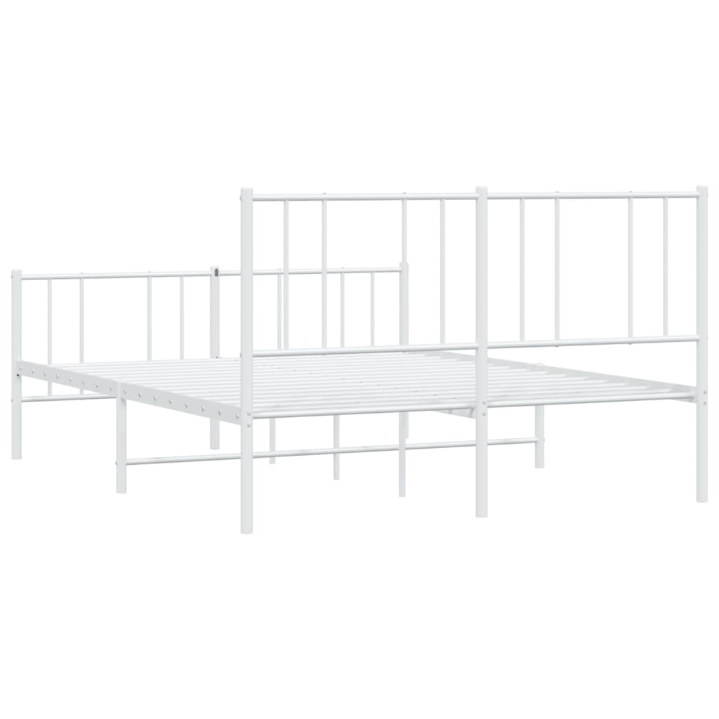 Sengeramme i metall med hode- og fotgavl hvit 120x200 cm