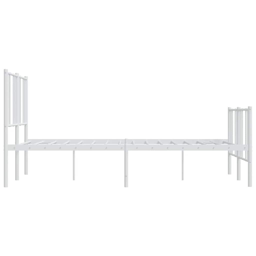 Sengeramme i metall med hode- og fotgavl hvit 135x190 cm