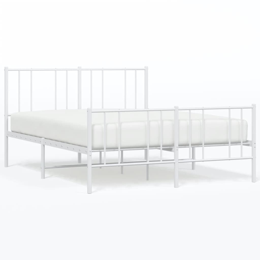 Sengeramme i metall med hode- og fotgavl hvit 140x190 cm