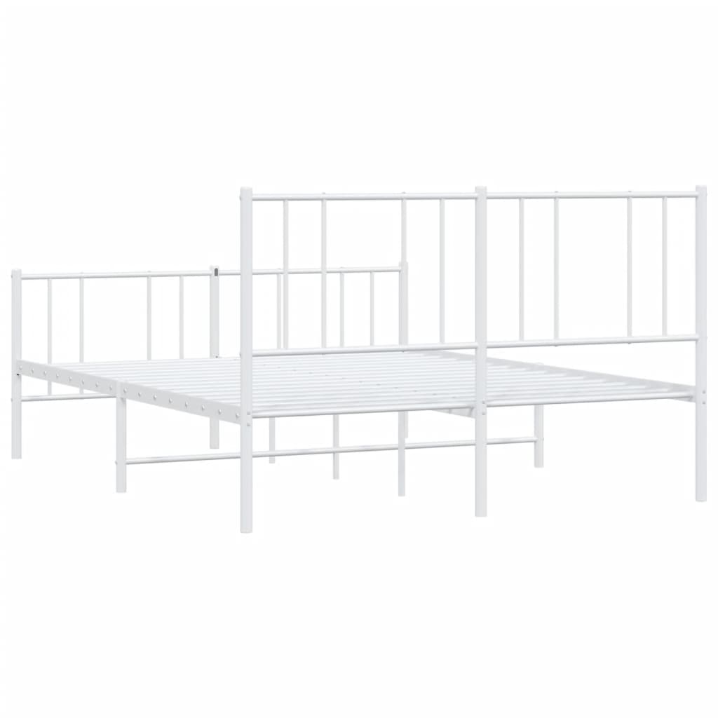 Sengeramme i metall med hode- og fotgavl hvit 140x190 cm