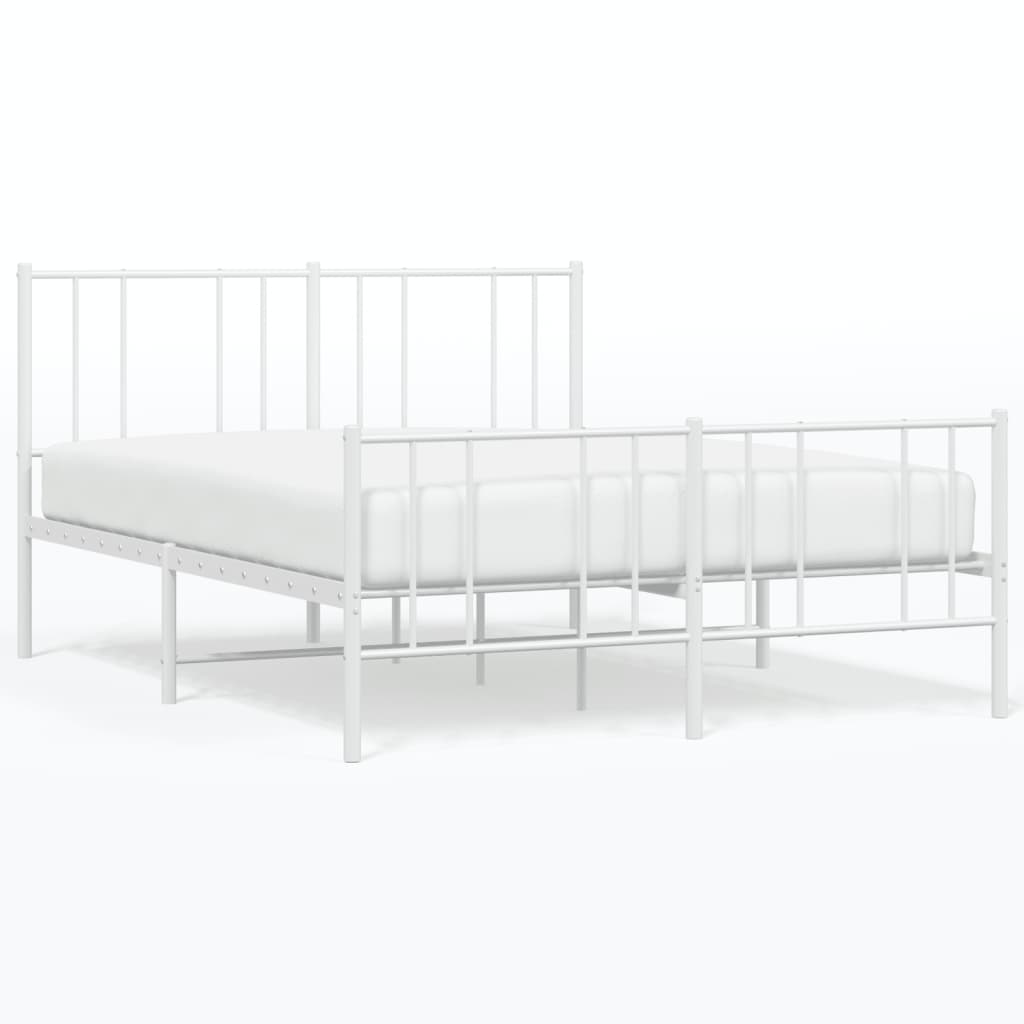Sengeramme i metall med hode- og fotgavl hvit 140x200 cm