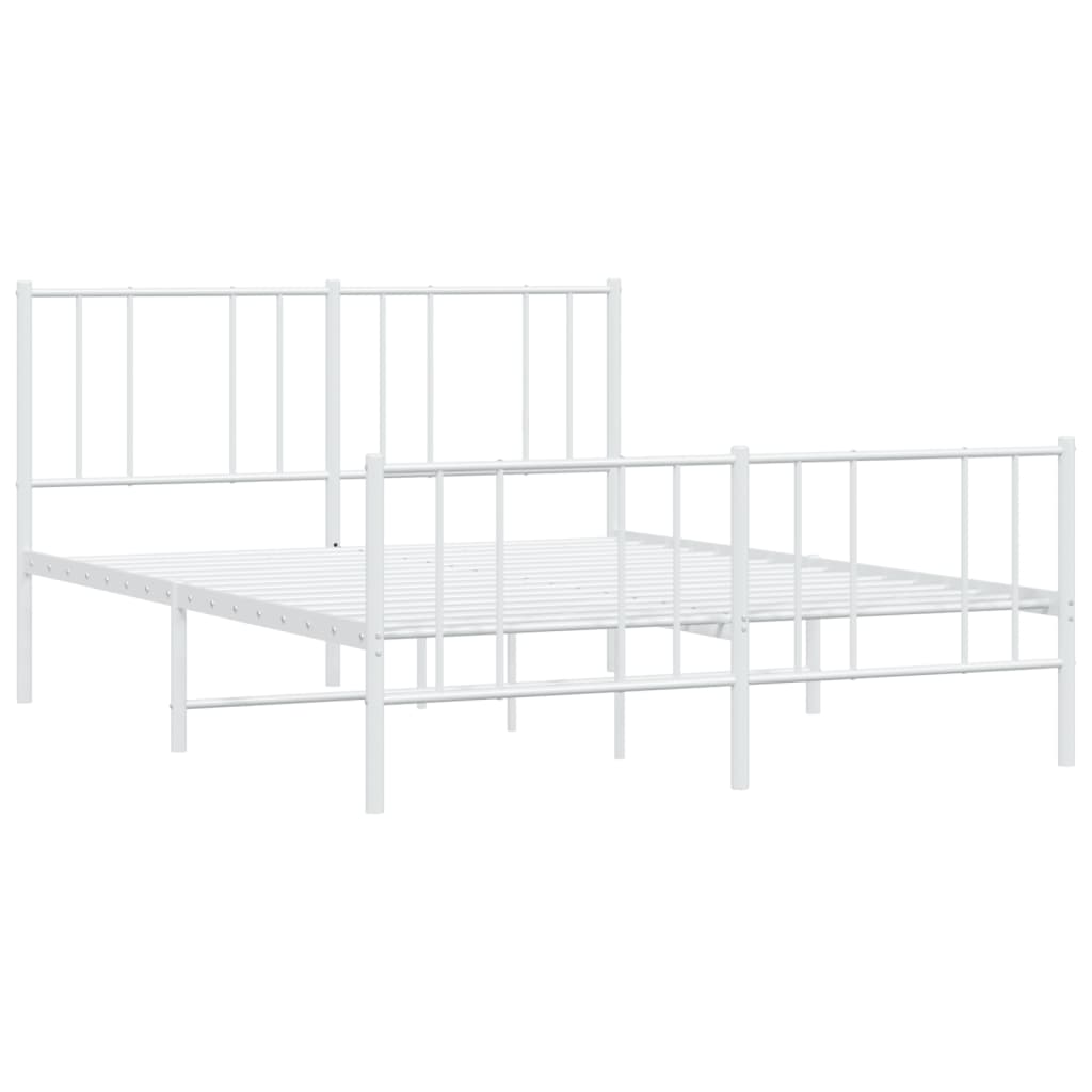 Sengeramme i metall med hode- og fotgavl hvit 140x200 cm