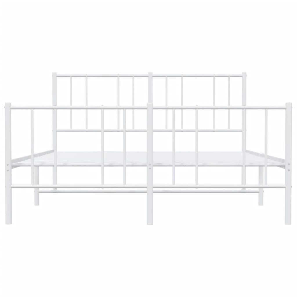 Sengeramme i metall med hode- og fotgavl hvit 140x200 cm