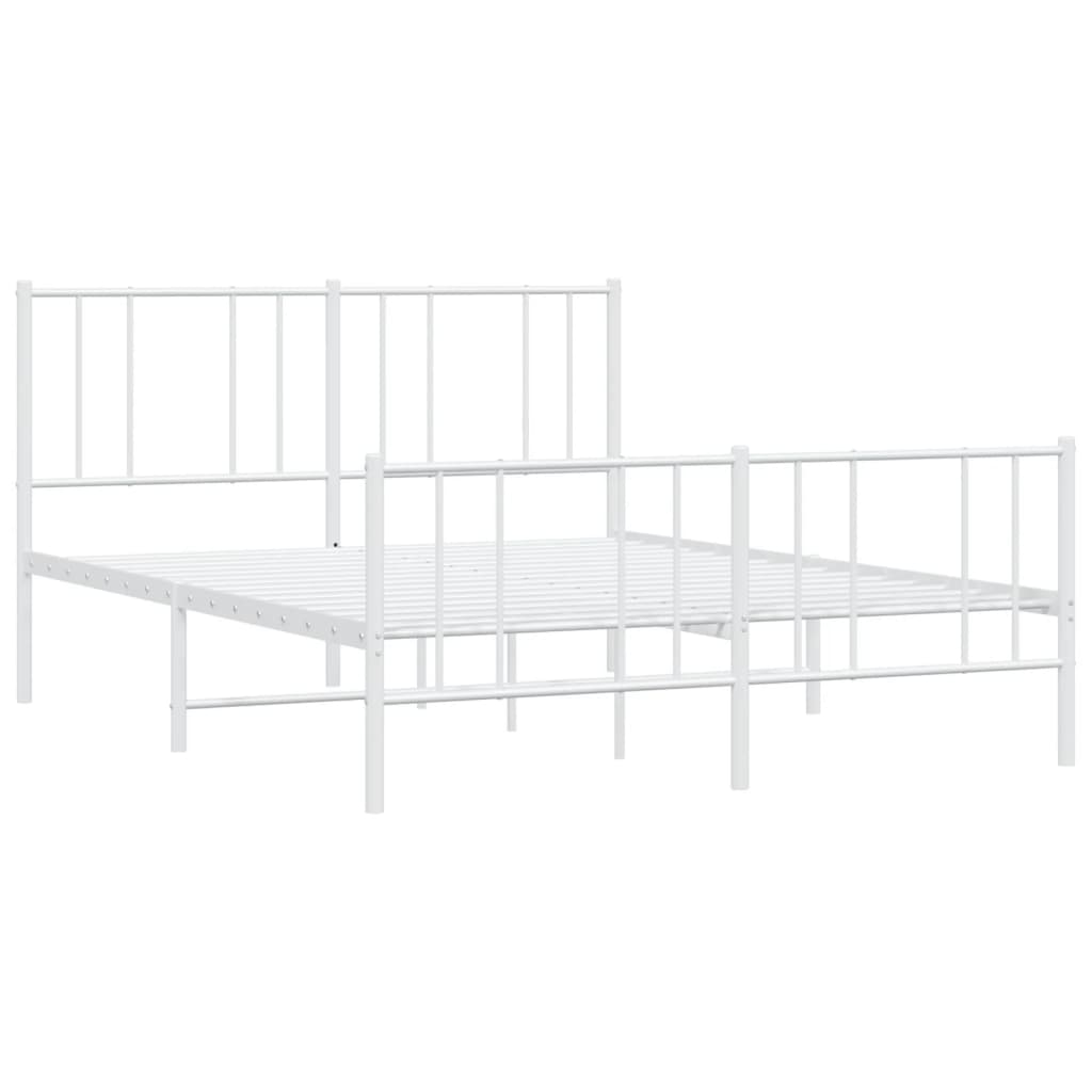 Sengeramme i metall med hode- og fotgavl hvit 150x200 cm