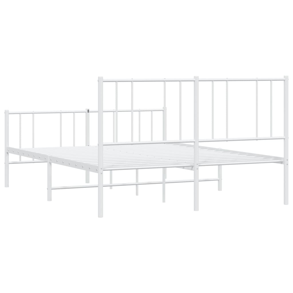Sengeramme i metall med hode- og fotgavl hvit 150x200 cm