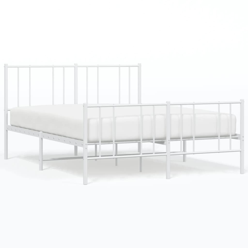 Sengeramme i metall med hode- og fotgavl hvit 160x200 cm
