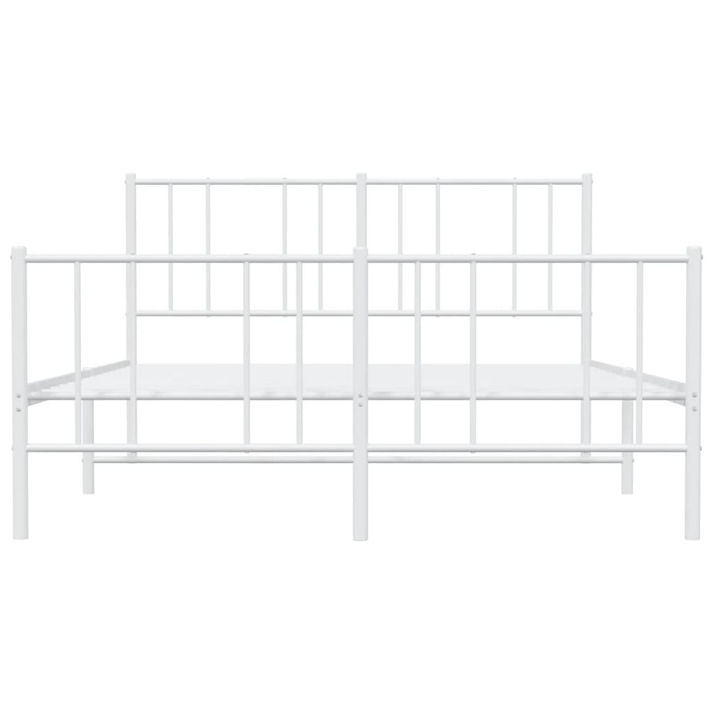 Sengeramme i metall med hode- og fotgavl hvit 160x200 cm