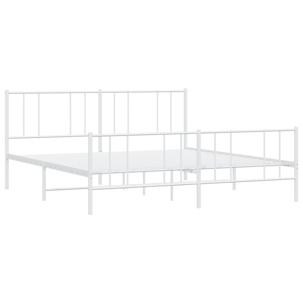 Sengeramme i metall med hode- og fotgavl hvit 180x200 cm