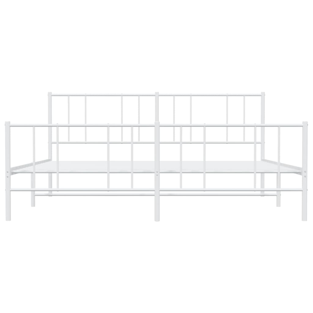 Sengeramme i metall med hode- og fotgavl hvit 183x213 cm