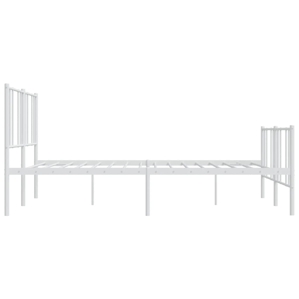 Sengeramme i metall med hode- og fotgavl hvit 183x213 cm