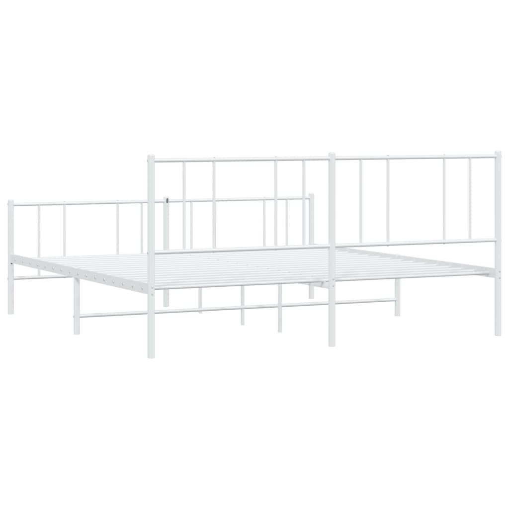 Sengeramme i metall med hode- og fotgavl hvit 183x213 cm