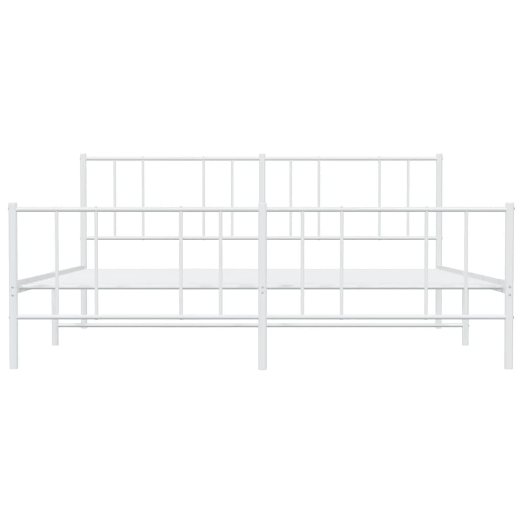 Sengeramme i metall med hode- og fotgavl hvit 193x203 cm