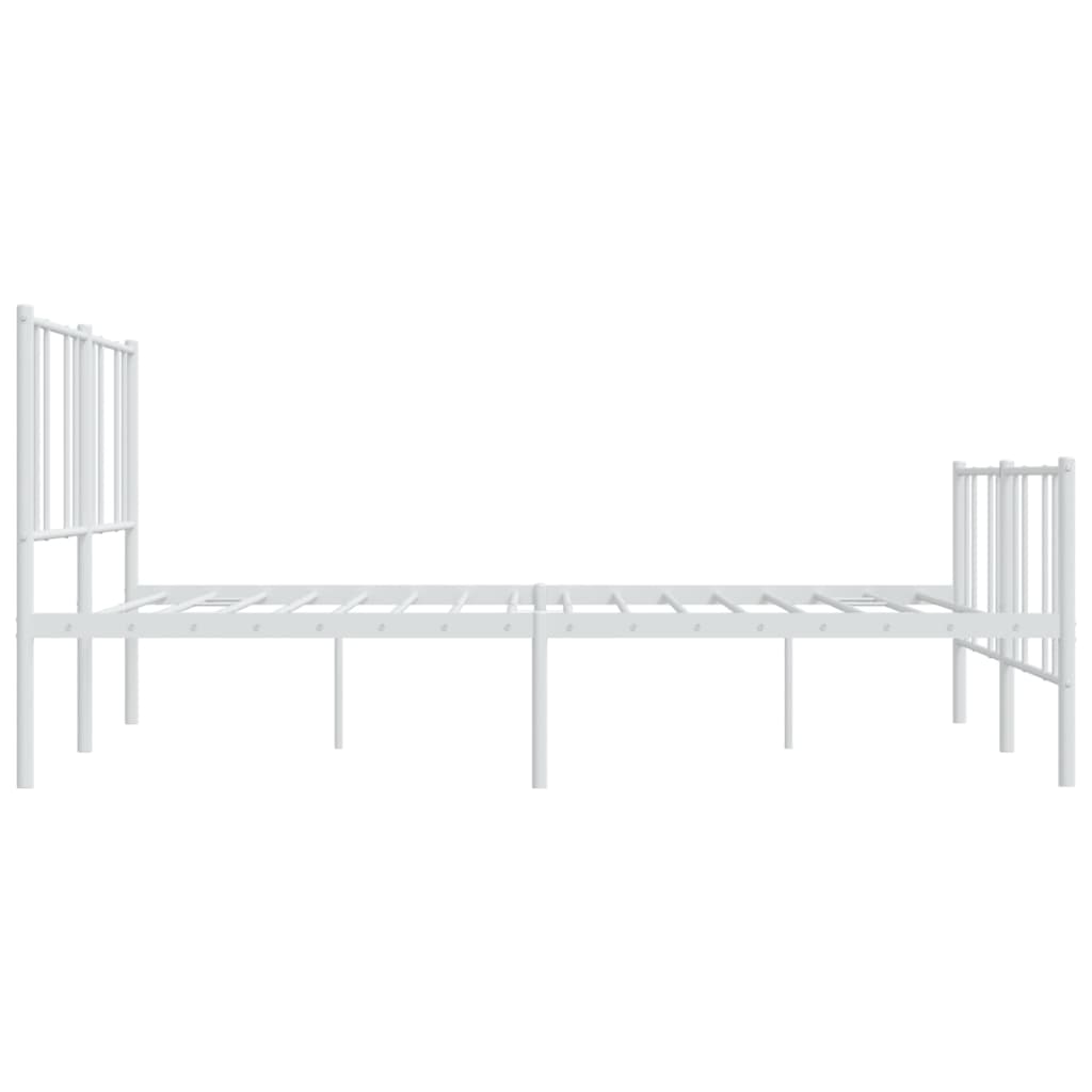 Sengeramme i metall med hode- og fotgavl hvit 193x203 cm