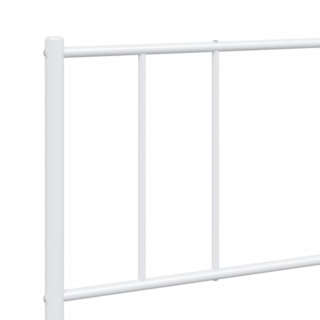 Sengeramme i metall med hode- og fotgavl hvit 193x203 cm