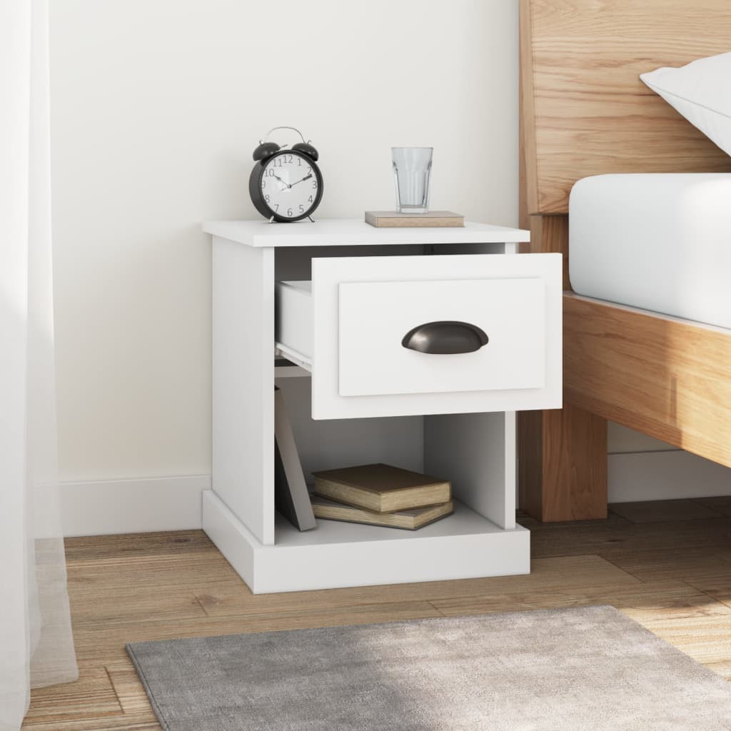 Nattbord 2 stk hvit 39x39x47,5 cm konstruert tre