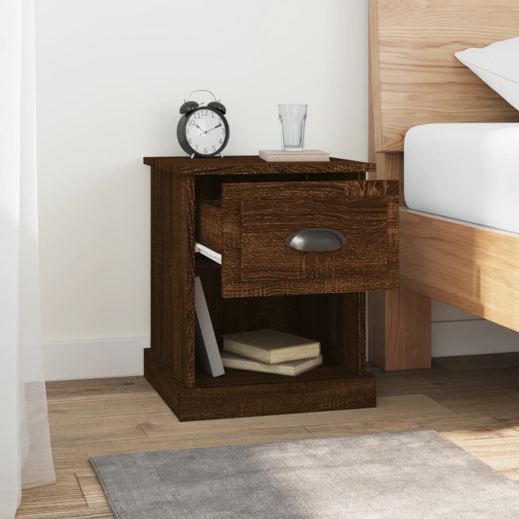 Nattbord 2 stk brun eik 39x39x47,5 cm konstruert tre