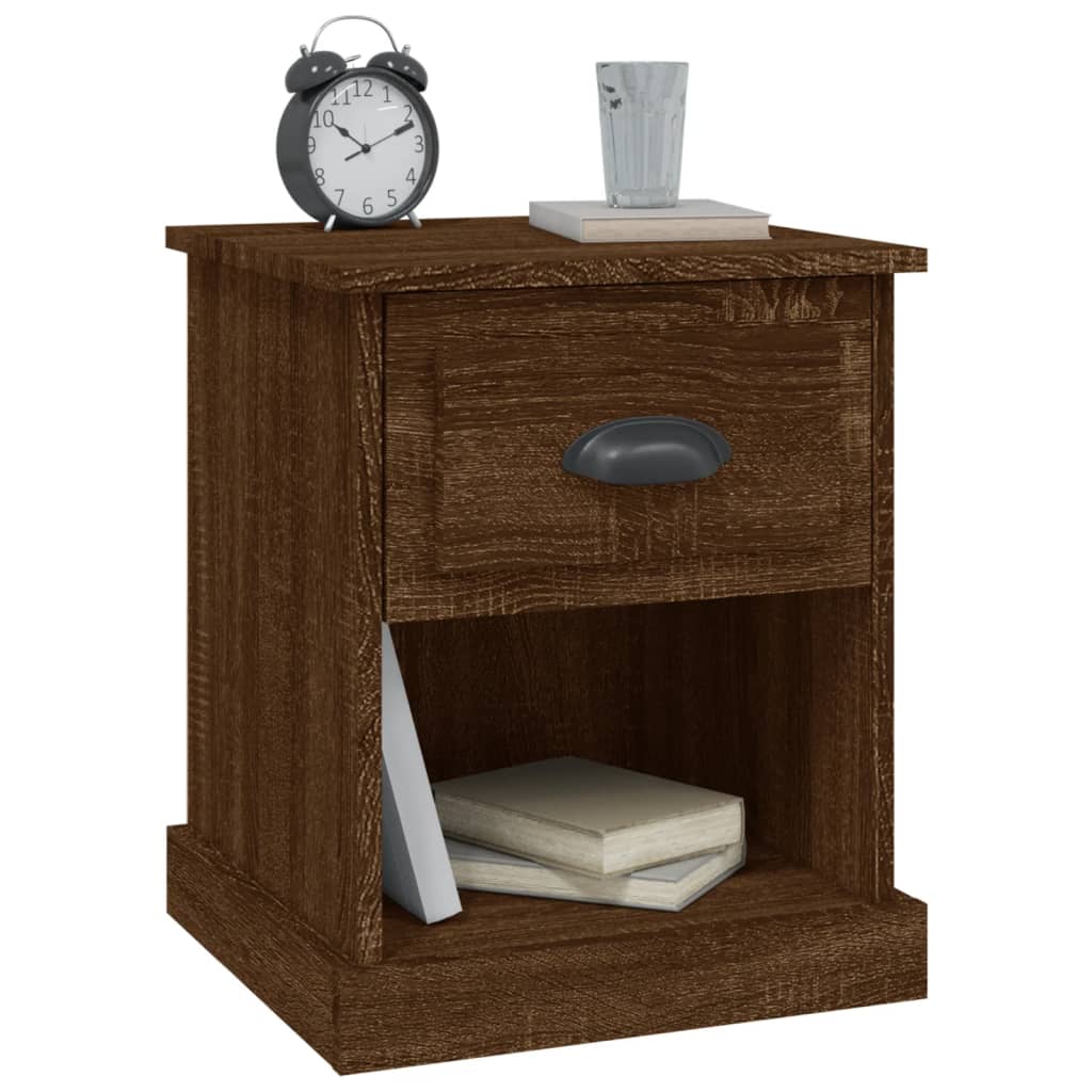 Nattbord 2 stk brun eik 39x39x47,5 cm konstruert tre