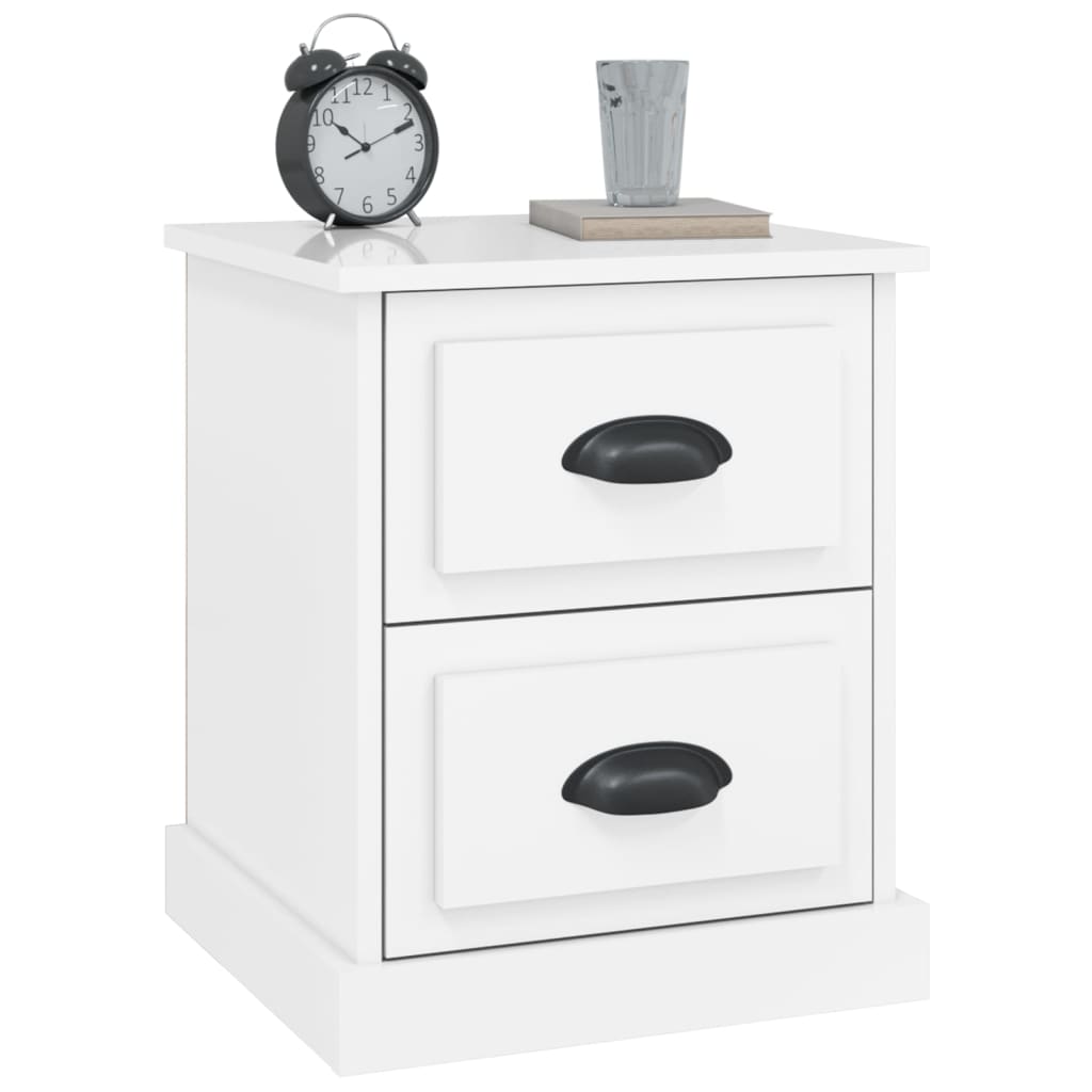 Nattbord 2 stk høyglans hvit 39x39x47,5 cm konstruert tre