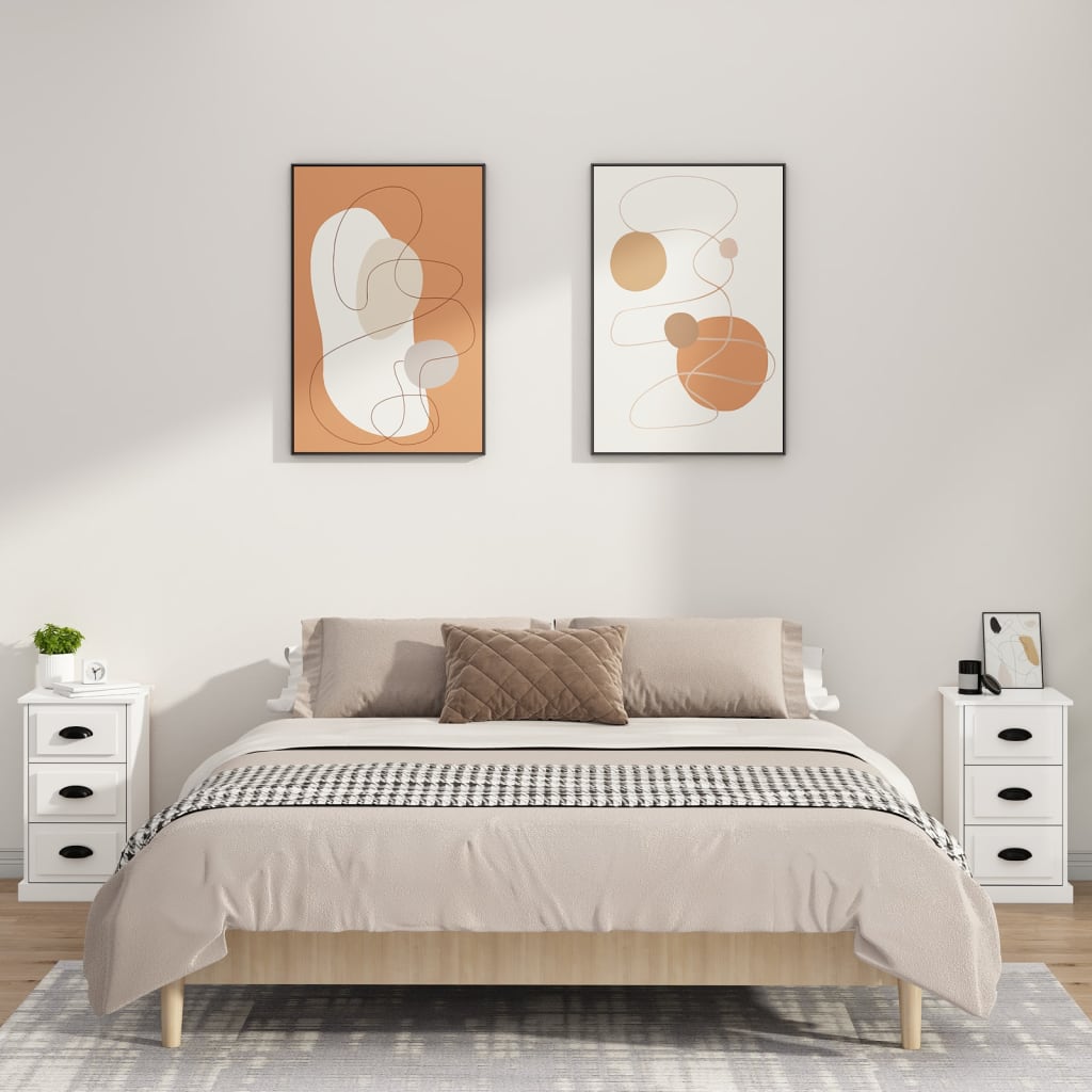 Nattbord høyglans hvit 39x39x67 cm konstruert tre