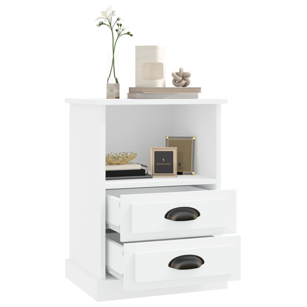 Nattbord 2 stk hvit 43x36x60 cm