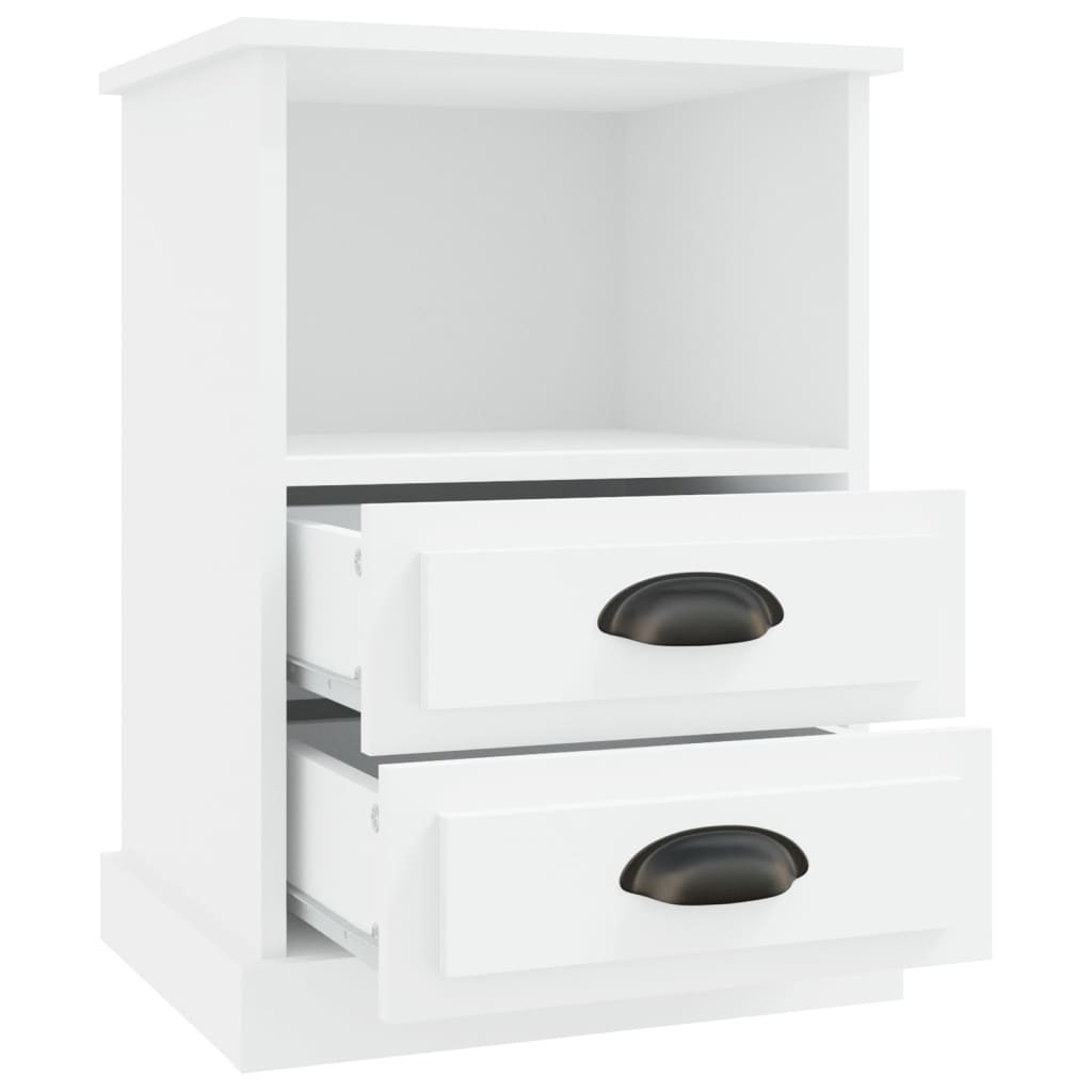 Nattbord 2 stk hvit 43x36x60 cm